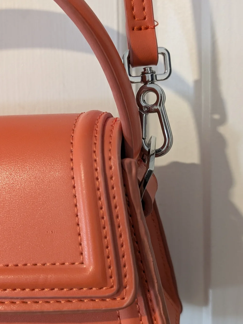 Zara Women's Orange Structured Top-Handle Crossbody Bag
